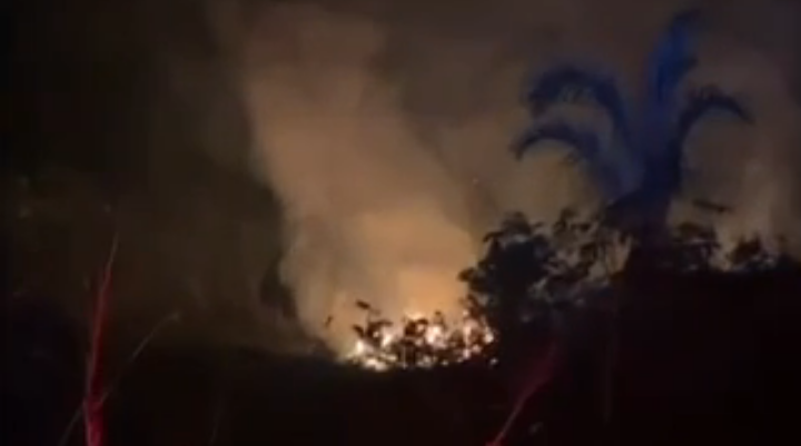 incêndio na mata em Cujubim